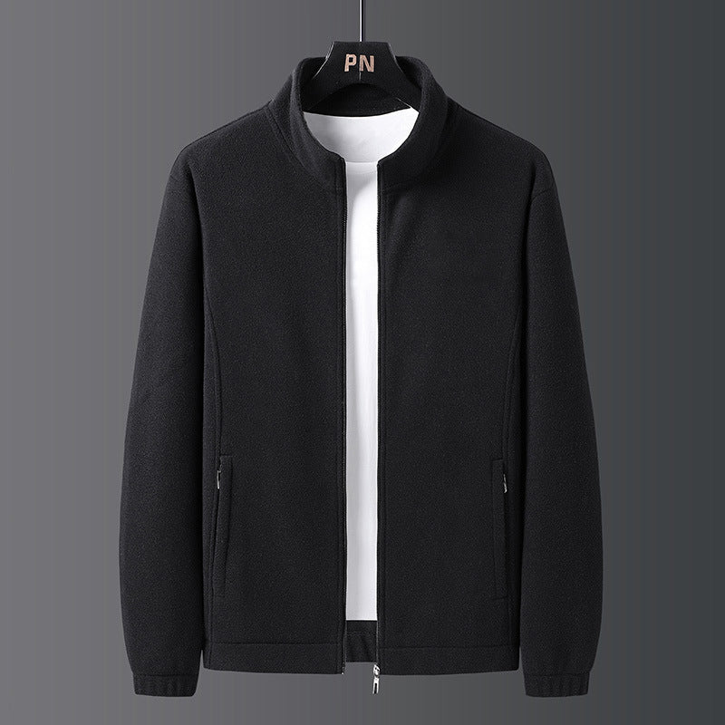 Men's fashionable fleece jacket with practical standing collar and side zip pockets Lisslune