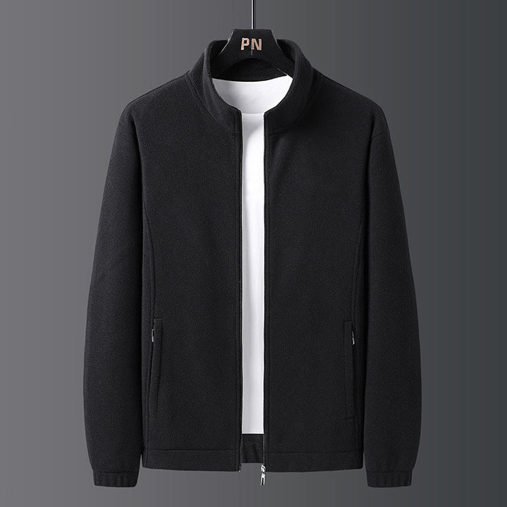 Men's fashionable fleece jacket with practical standing collar and side zip pockets Lisslune