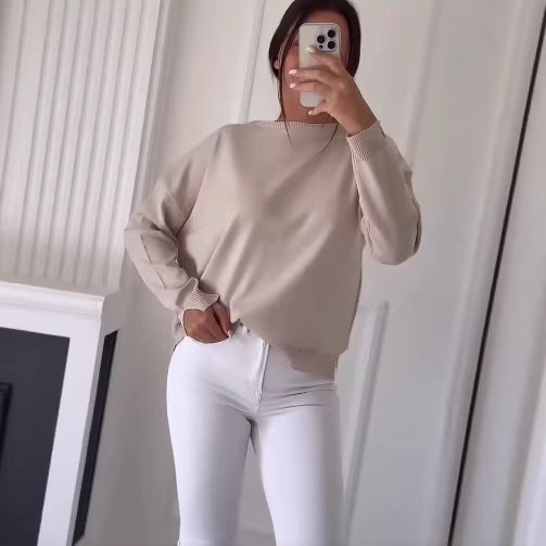 Women's Casual Oversized Sweater with Asymmetric Cut and Button Details Lisslune