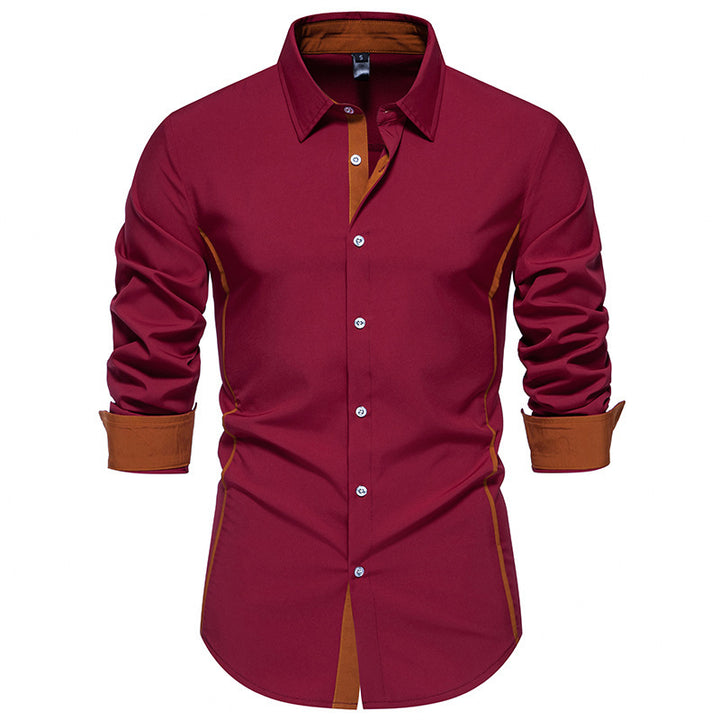 Men's fashionable long-sleeve shirt with stylish contrast details Lisslune