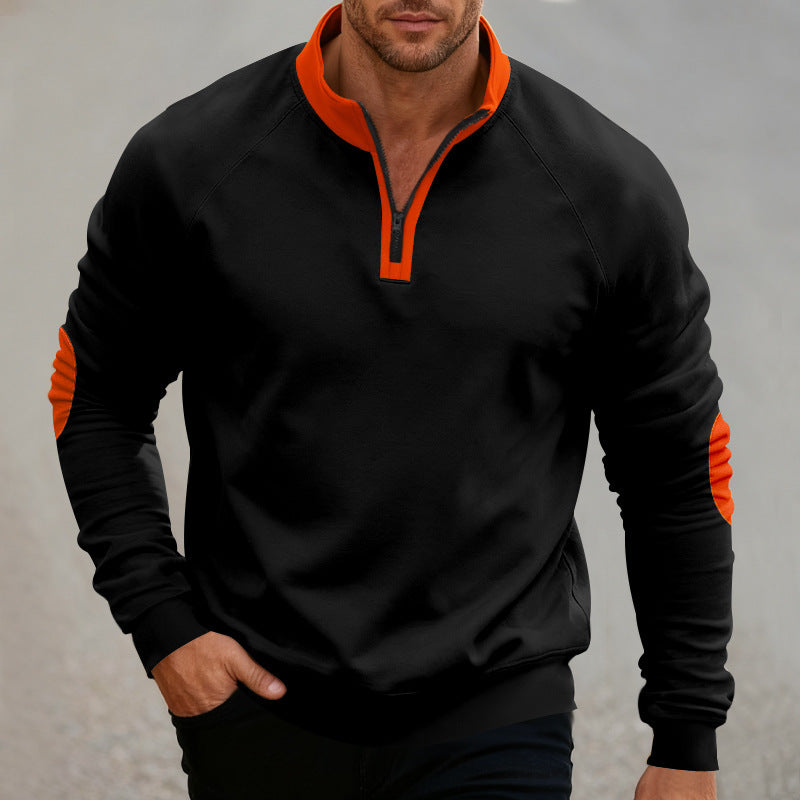 Men's sporty hoodie with short zipper and fashionable contrast elements Lisslune