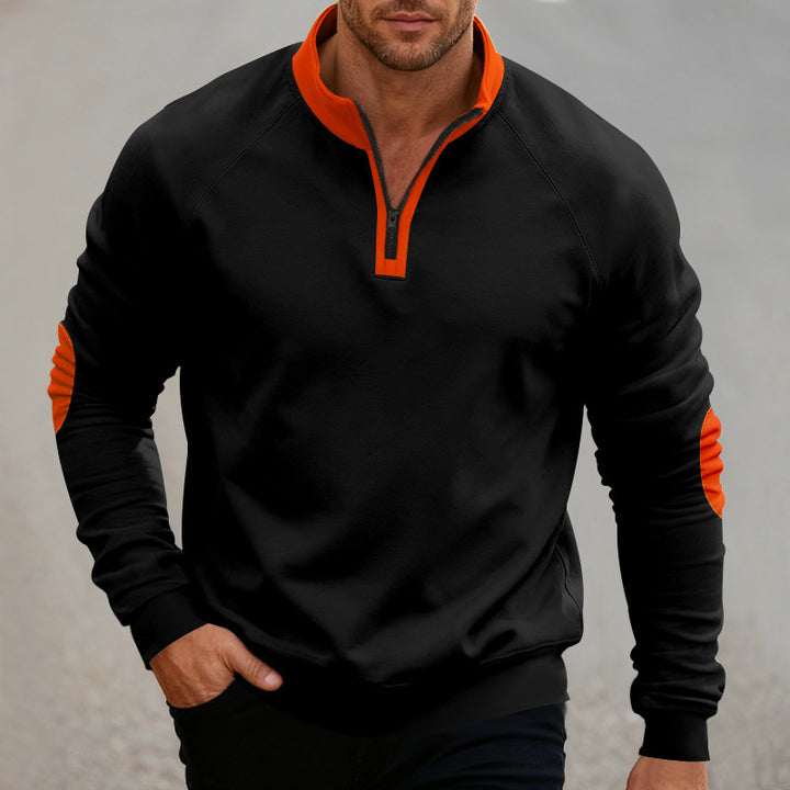 Men's sporty hoodie with short zipper and fashionable contrast elements Lisslune