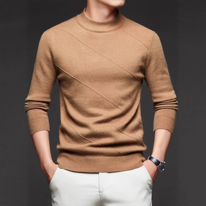 Men's elegant round neck pullover with textured design Lisslune