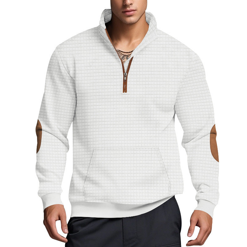 Men's sporty sweater with half zipper and structured surface Lisslune