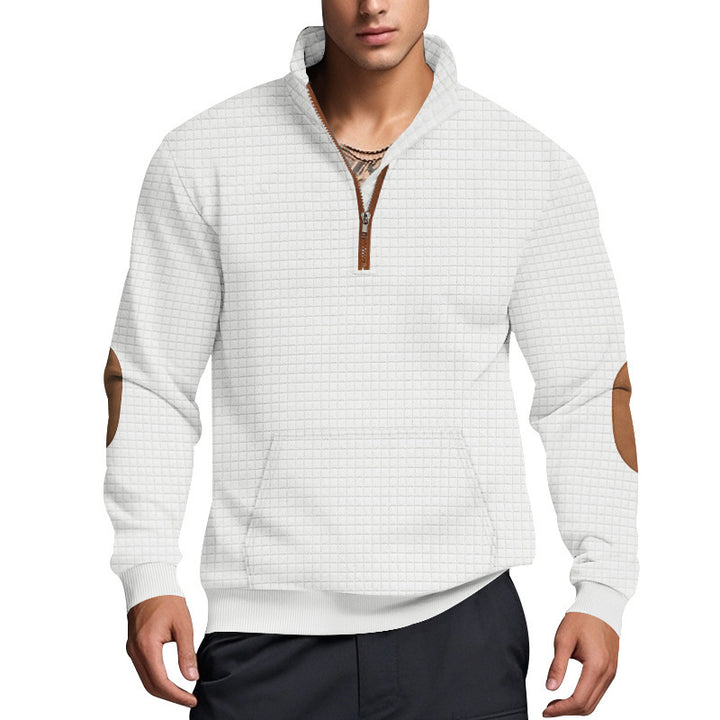Men's sporty sweater with half zipper and structured surface Lisslune