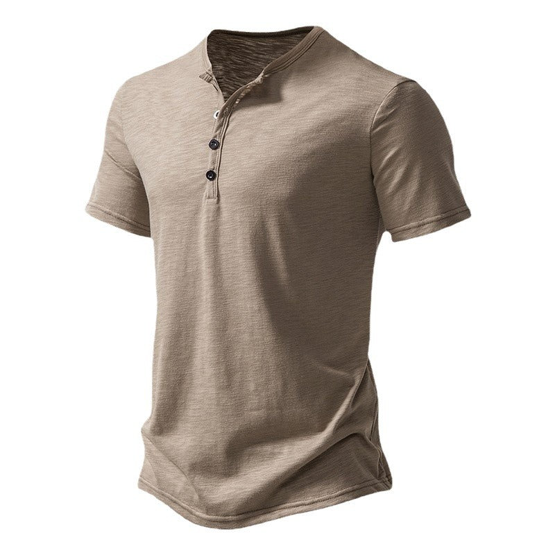 Men's short sleeve shirt with stylish Henley neckline and comfortable fit Lisslune