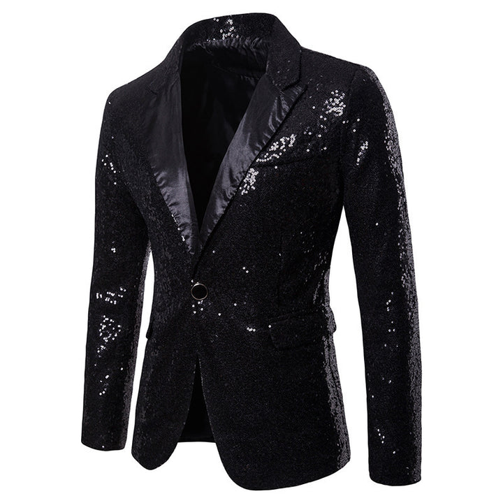 Men's Glamorous Sequin Blazer with Modern Cut and Elegant Accents Lisslune