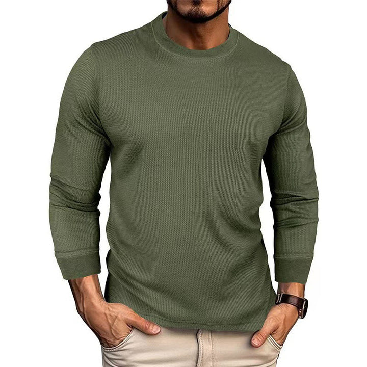 Men's Fashion Long Sleeve Shirt with Textured Ribbed Look Lisslune