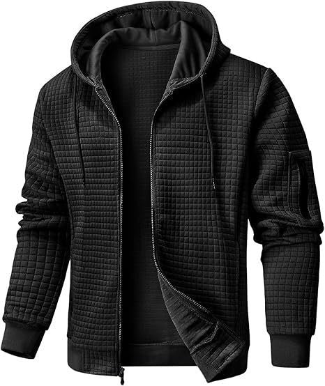 Men's quilted jacket with hood and practical zipper Lisslune