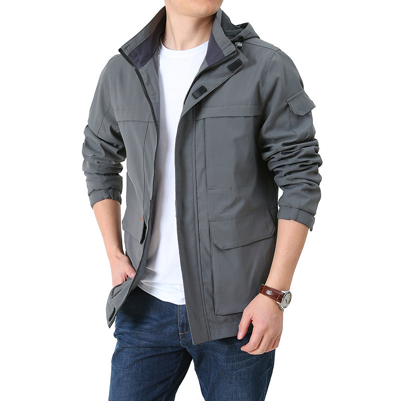 Men's Casual Transitional Jacket with Adjustable Hood Collar Lisslune