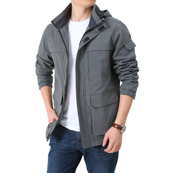 Men's Casual Transitional Jacket with Adjustable Hood Collar Lisslune