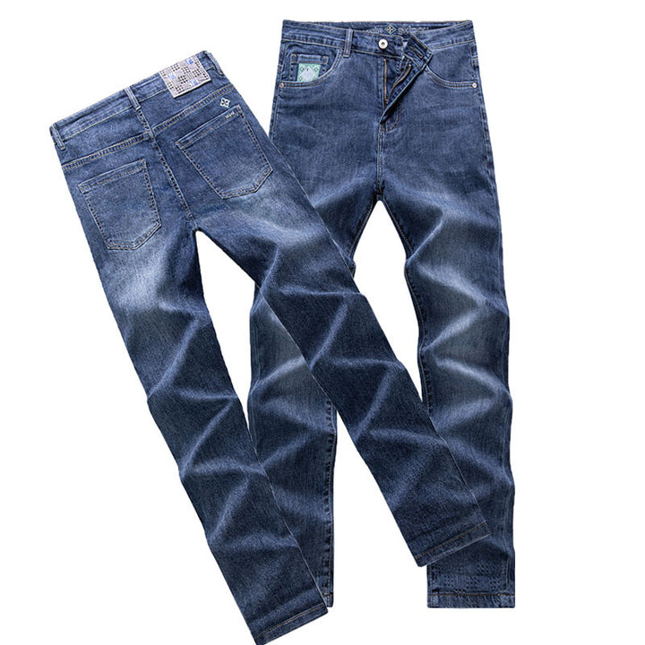 Men's stretch denim pants with fashionable wash Lisslune