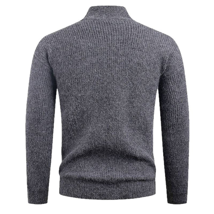 Men's sweater with high collar and decorative zipper Lisslune