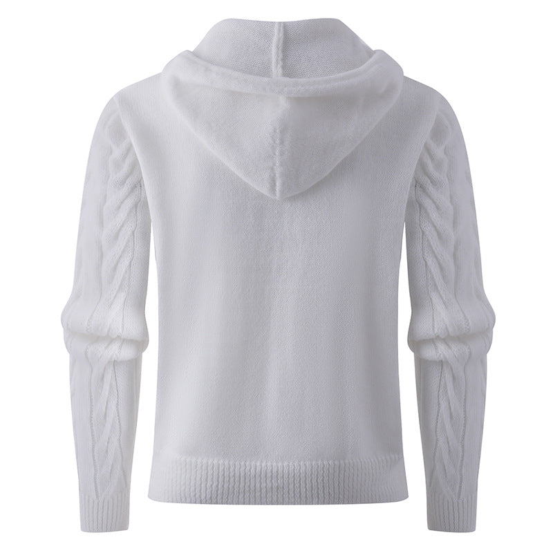 Men's stylish knit sweater with hood and button details Lisslune