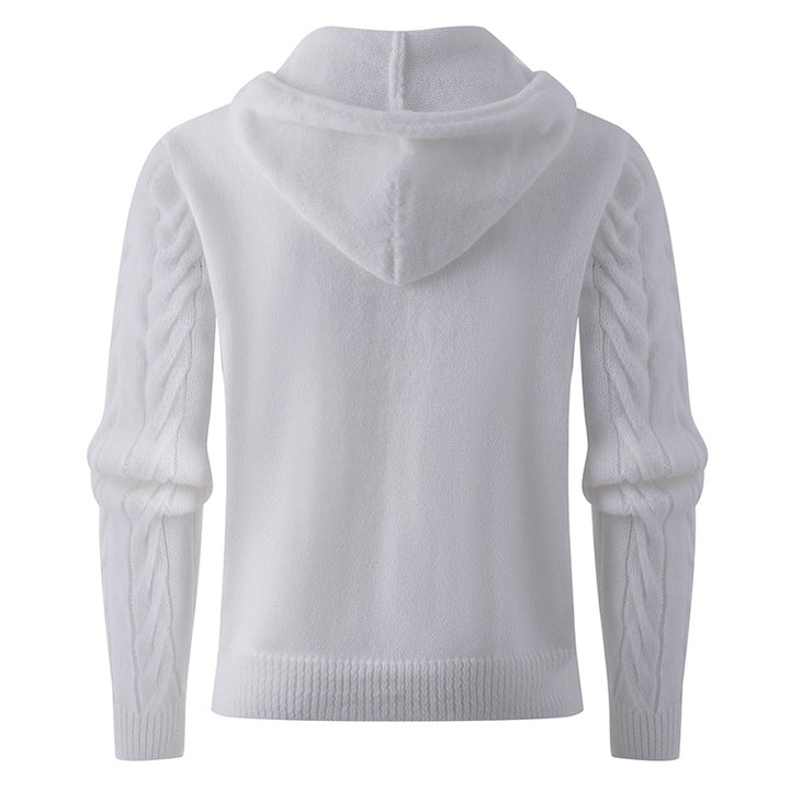 Men's stylish knit sweater with hood and button details Lisslune
