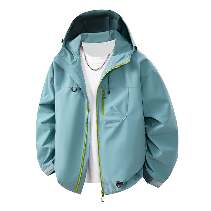 Men's Waterproof Outdoor Jacket with Adjustable Hood and Practical Zip Pockets Lisslune