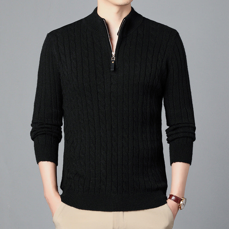 Men's High-Quality Sweater with Textured Zipper Lisslune