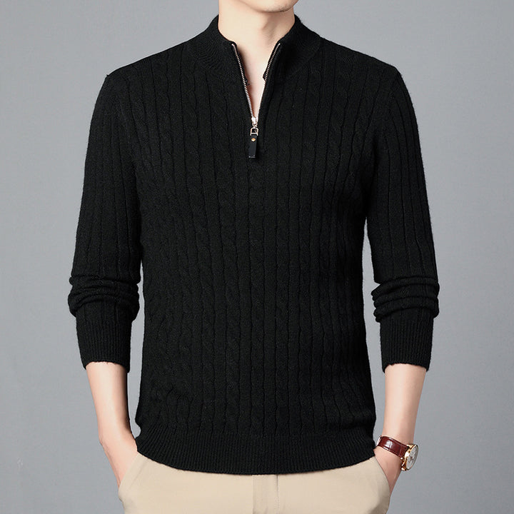 Men's High-Quality Sweater with Textured Zipper Lisslune