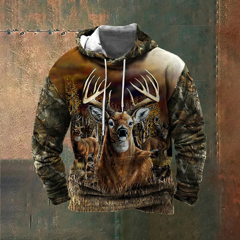 Men's hoodie with impressive wildlife print and patriotic accents Lisslune