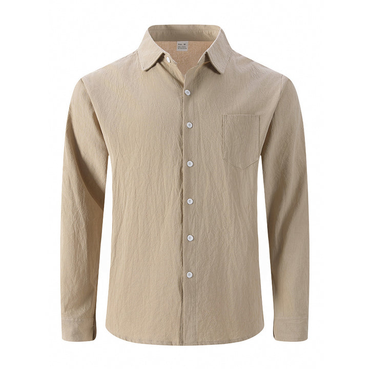 Men's Elegant Casual Shirt with Natural Texture and Practical Chest Pocket Lisslune