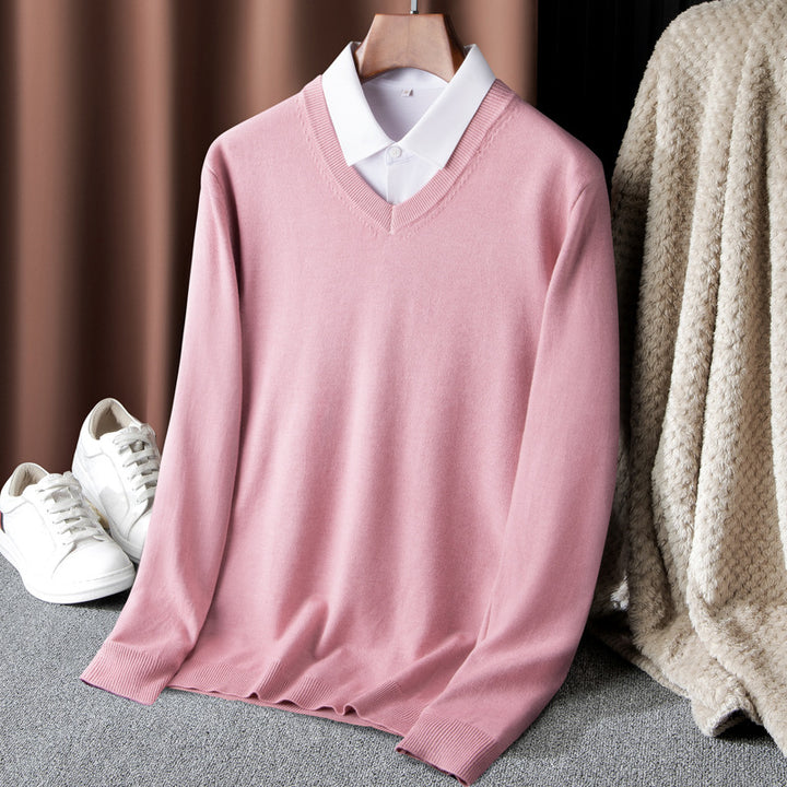 Men's Pullover with V-Neck and Fine Knit Structure Lisslune