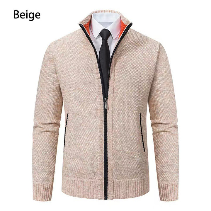 Men's fashionable cardigan with high collar and full-length zipper Lisslune