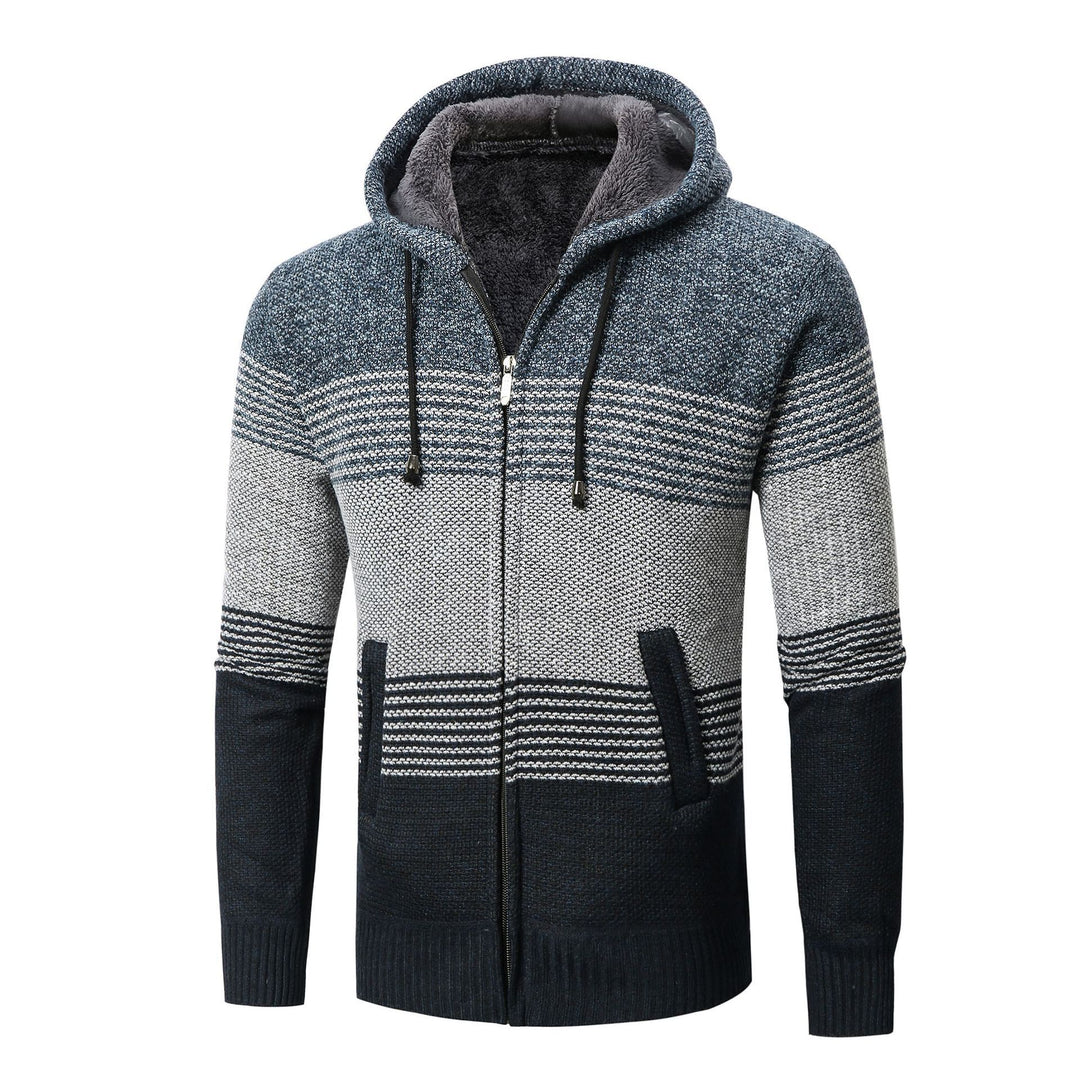 Men's cardigan with hood and modern block stripes Lisslune