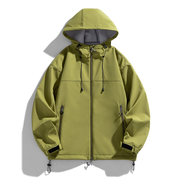 Men's Technical Transitional Jacket with Adjustable Hood Collar and Practical Zip Pockets Lisslune