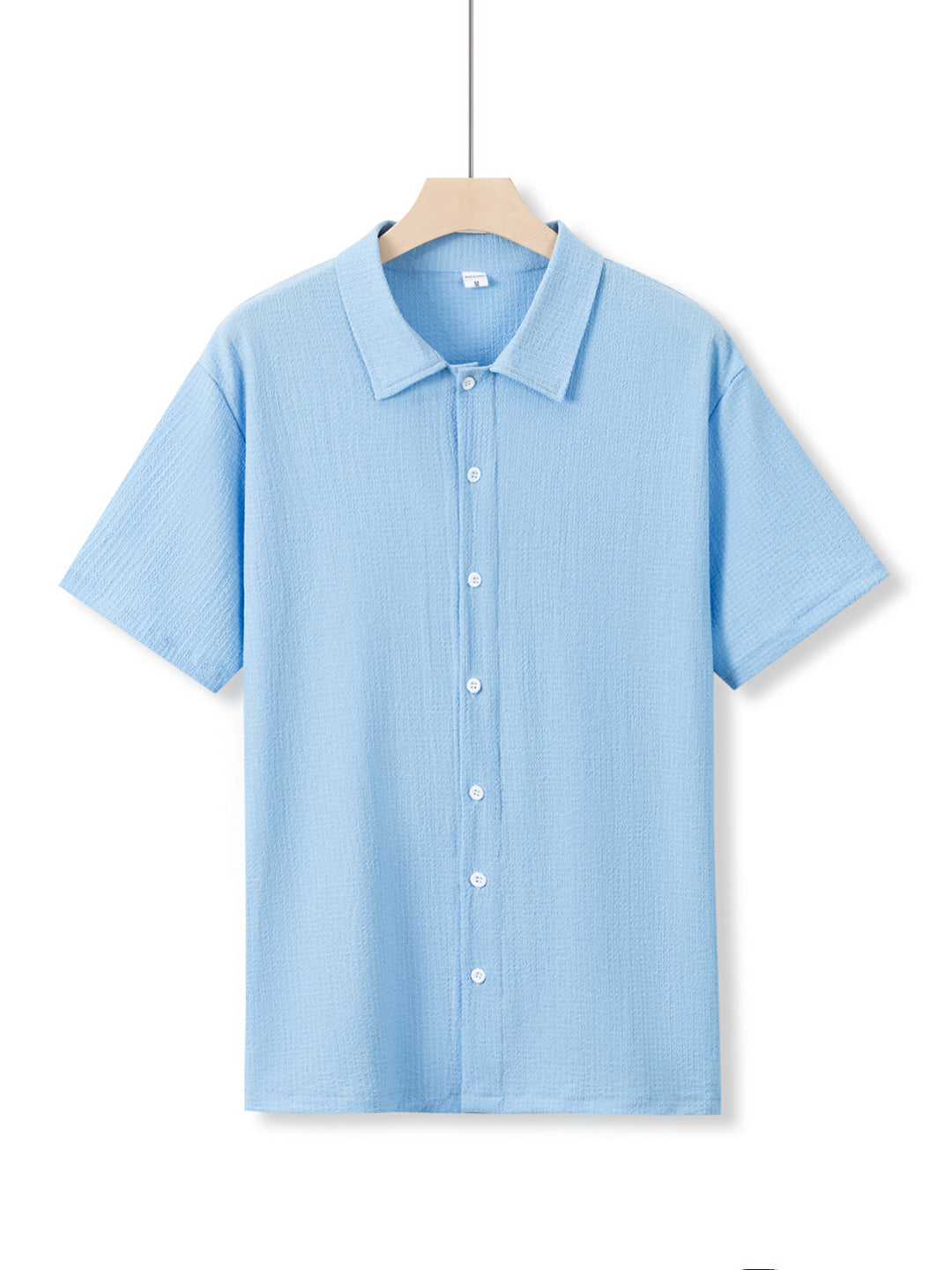 Men's short-sleeve shirt with textured fabric and fashionable collar Lisslune