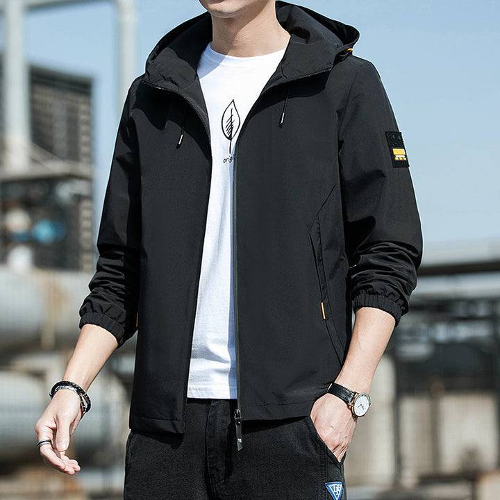 Men's sporty windbreaker with practical zipper and adjustable hood Lisslune
