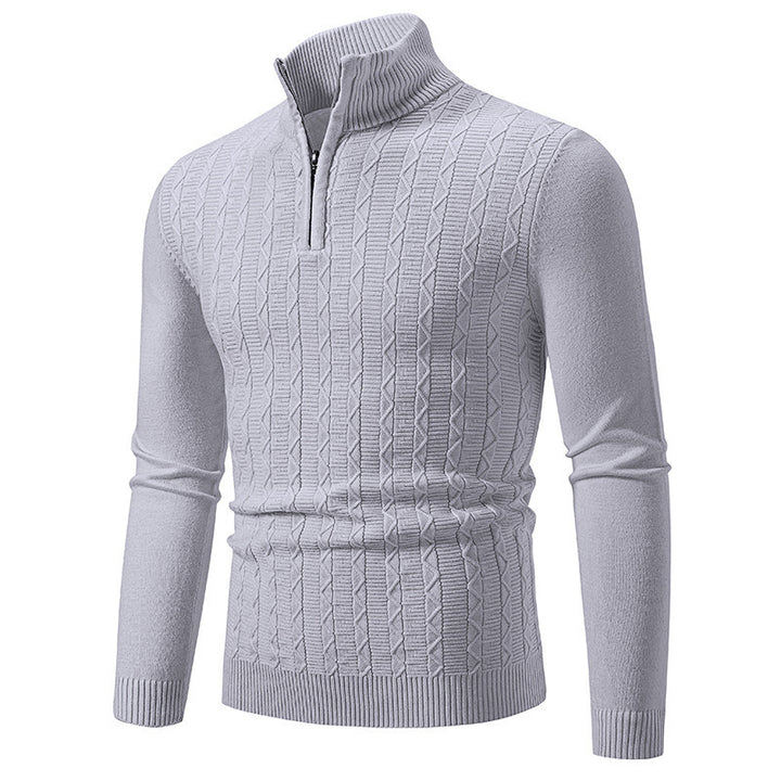 Men's fashionable knitted sweater with stand-up collar and zipper Lisslune