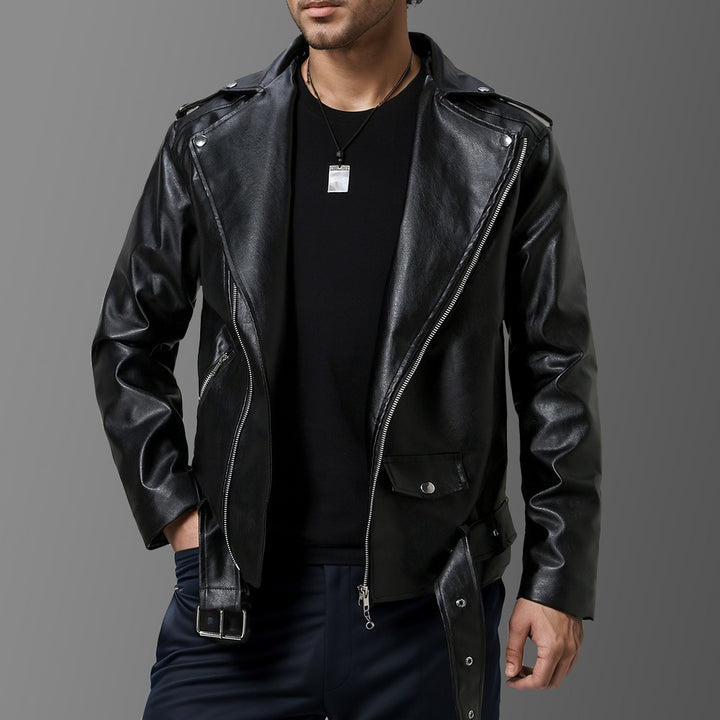 Men's stylish biker jacket made of high-quality real leather Lisslune