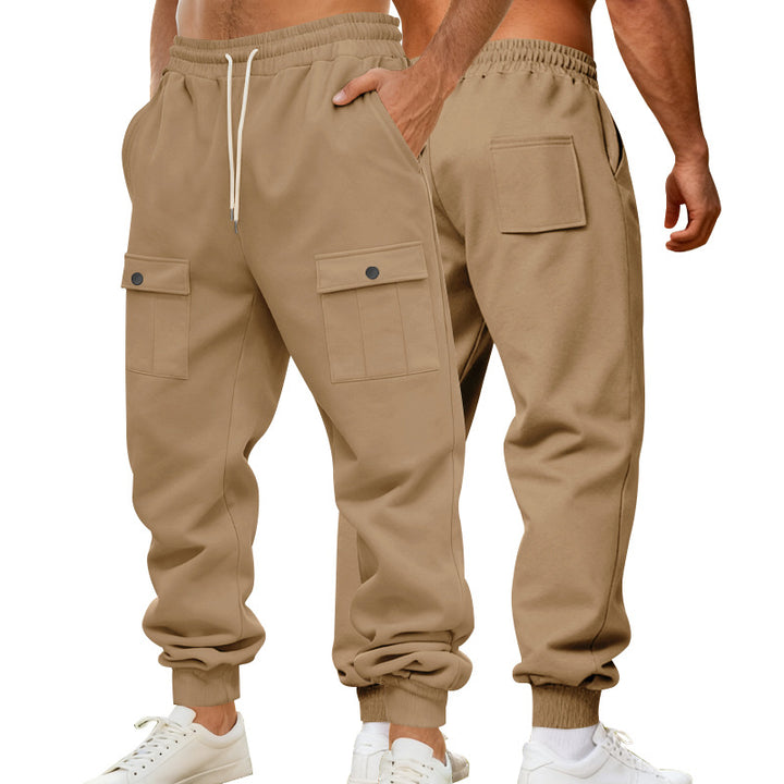 Men's cargo joggers with elastic waistband and functional pockets Lisslune