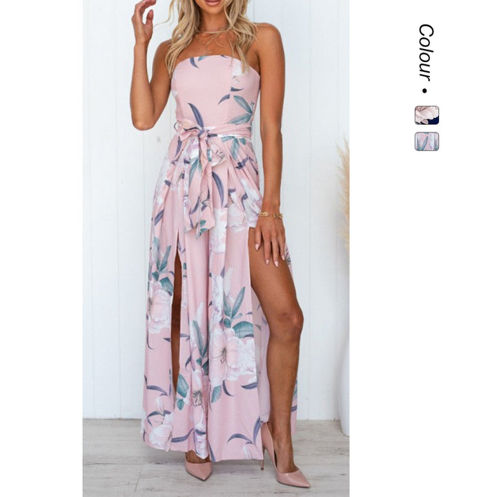 Women's maxi dress with floral print and slit Lune London