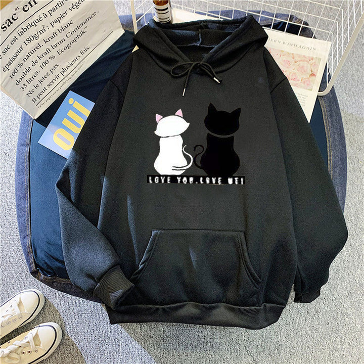 Women's hoodie with cute cat design and casual fit Lisslune