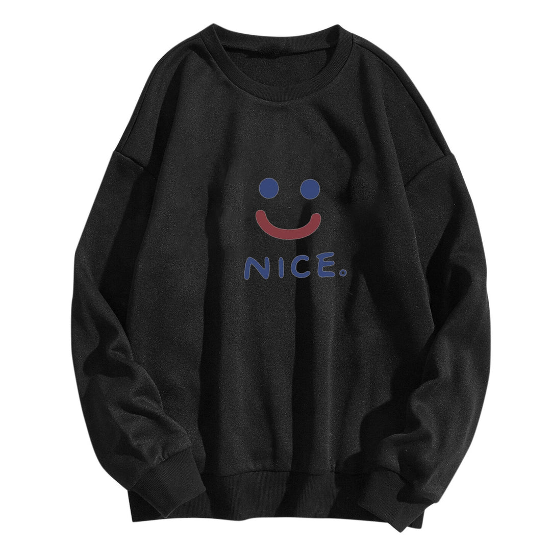 Women casual sweatshirt with cheerful smile motif Lisslune
