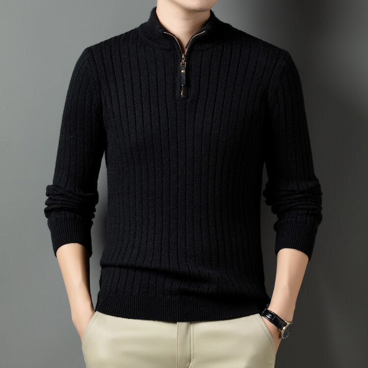 Men's sweater with modern stand-up collar and complementary zipper Lisslune