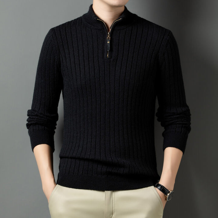 Men's sweater with modern stand-up collar and complementary zipper Lisslune