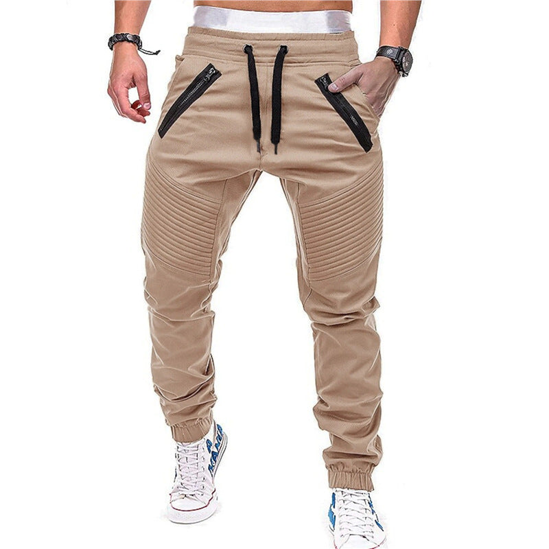 Men's fashionable jogging pants with zipper and elastic waistband Lisslune