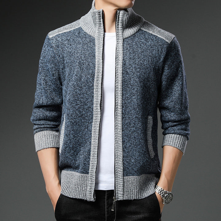Men's cardigan with high collar and practical pockets Lisslune