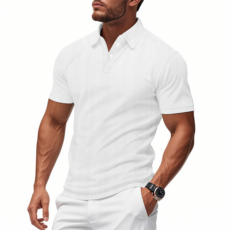 Men's stylish short-sleeve polo shirt with textured surface Lisslune