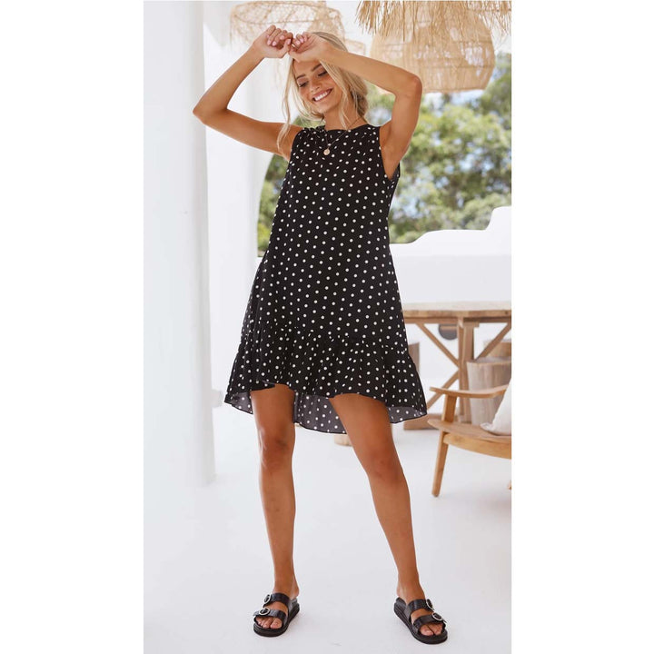 Women's casual dress with ruffled hem skirt and polka dots Lune London