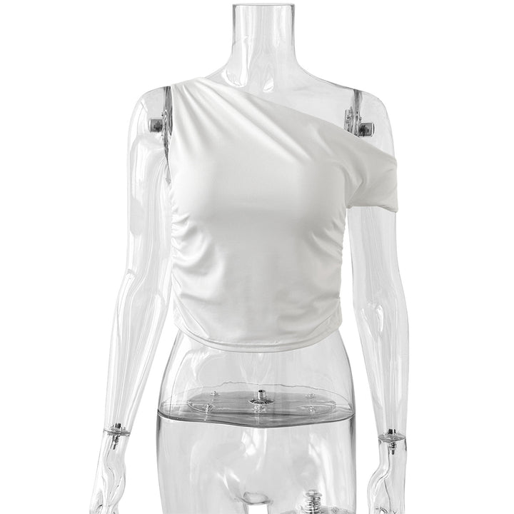 Damen asymmetrisches Crop-Top mit Raffungen Lisslune