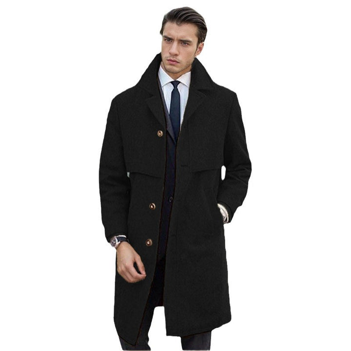 Men's elegant wool coat with double-breasted button placket and modern design Lisslune
