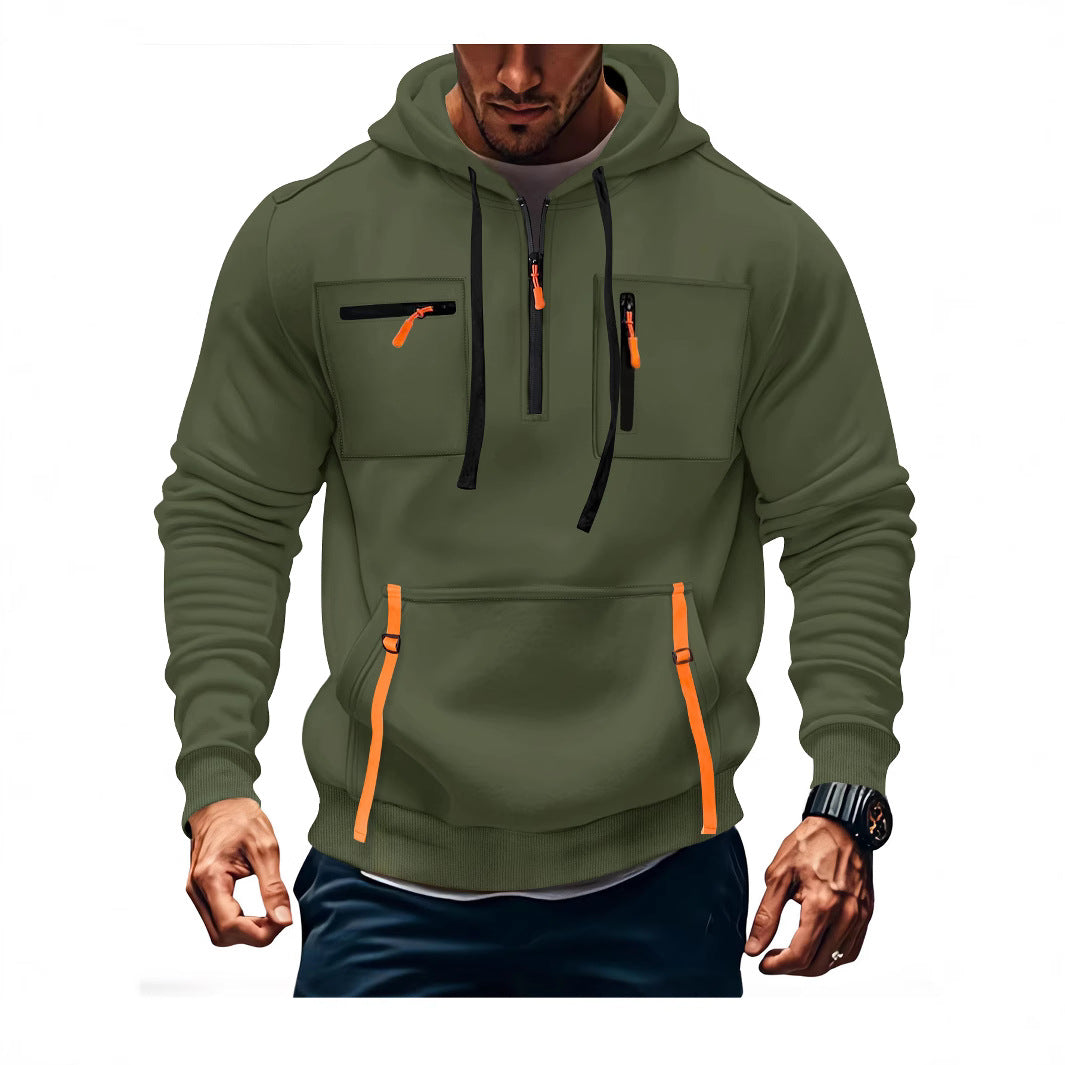 Men's stylish hoodie with functional zippered pockets Lisslune