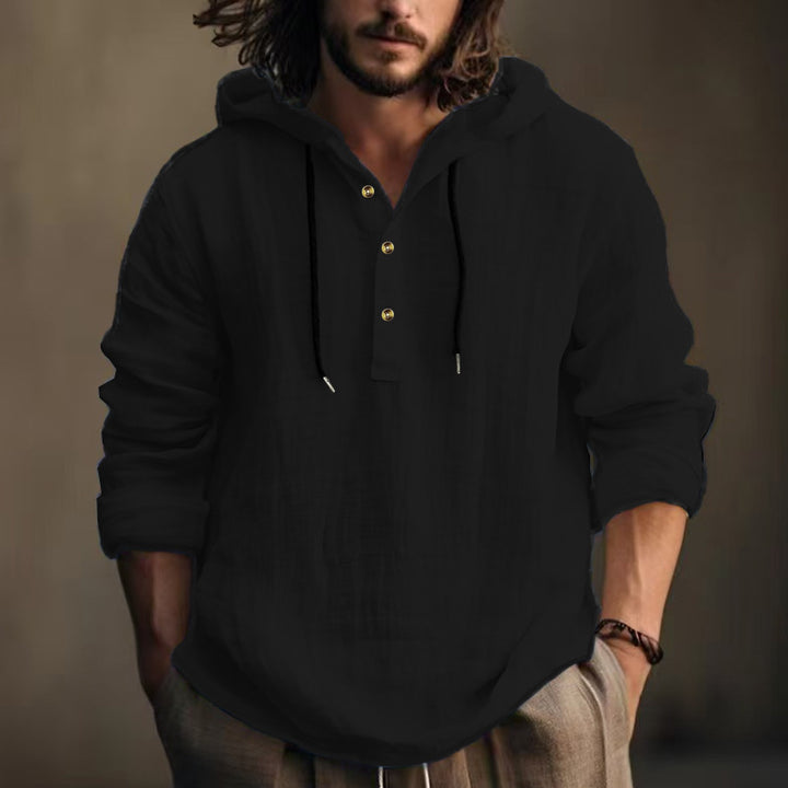 Men's casual hoodie with button placket and comfortable fit Lisslune