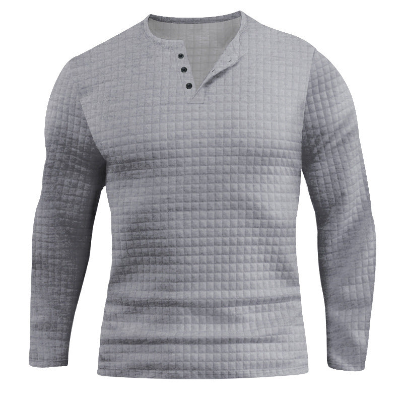 Men's Long Sleeve Shirt with Textured Design and Fashionable Button Closure Lisslune