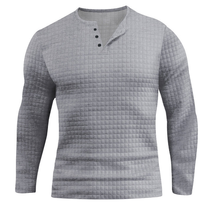 Men's Long Sleeve Shirt with Textured Design and Fashionable Button Closure Lisslune