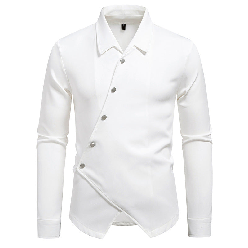 Men's Exclusive Shirt Blouse with Asymmetric Cut and Elegant Button Details Lisslune