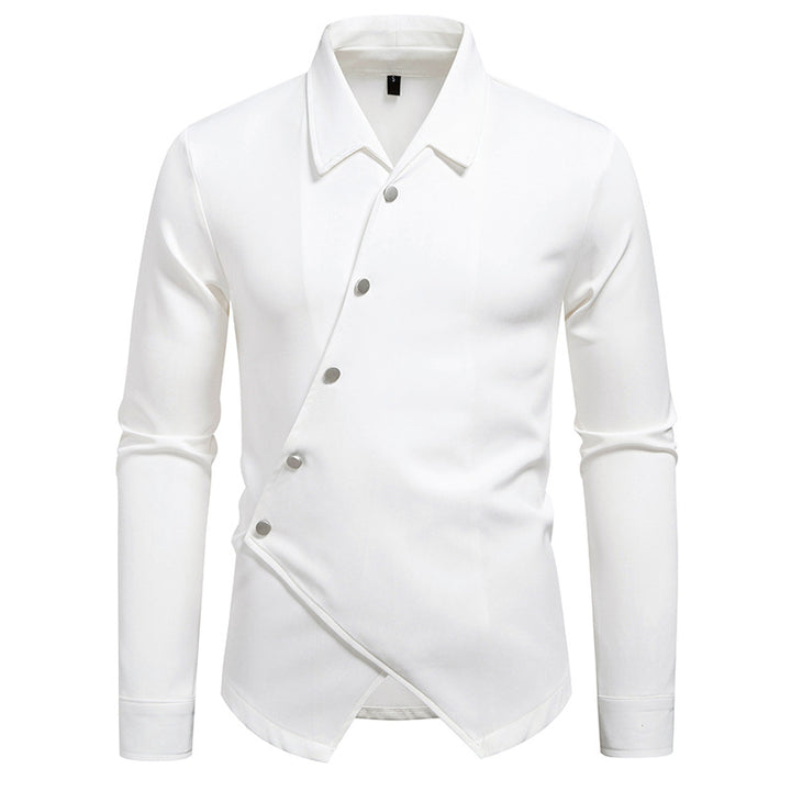 Men's Exclusive Shirt Blouse with Asymmetric Cut and Elegant Button Details Lisslune